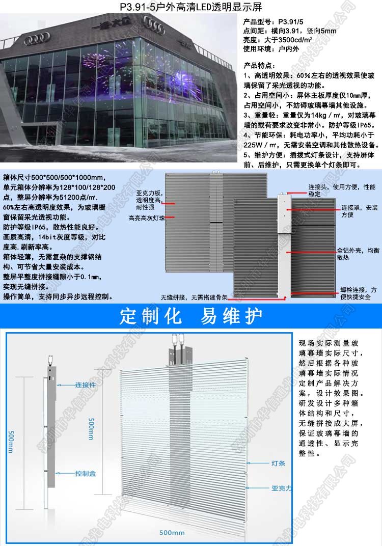 P3.91-5戶外高清LED透明屏華信通光電
