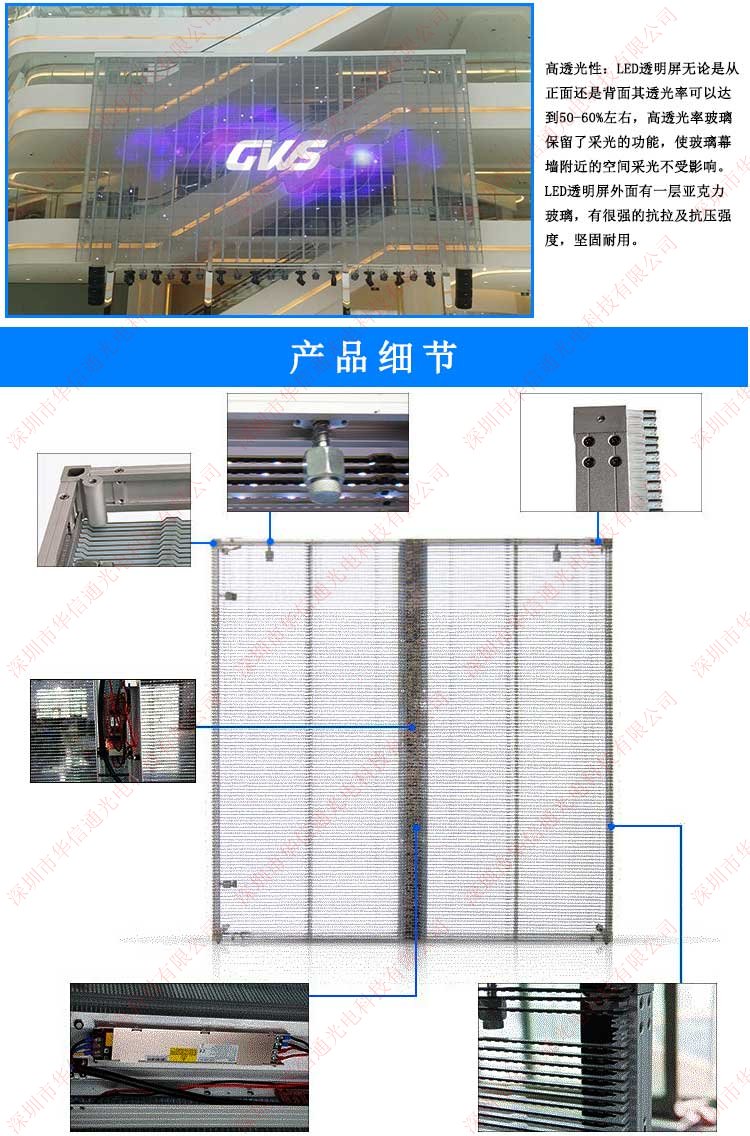 P5-8室內(nèi)高清LED透明屏產(chǎn)品組成