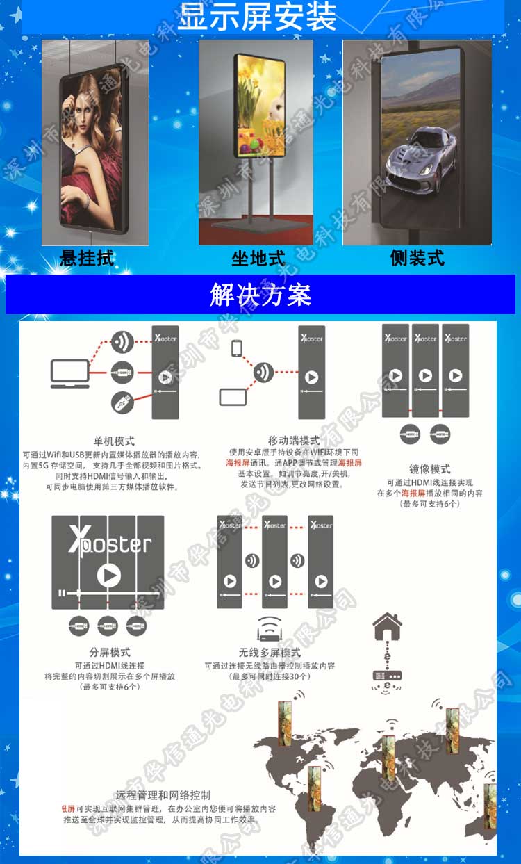 P2.5室內高清超薄電子海報鏡子易拉寶LED廣告機解決方案